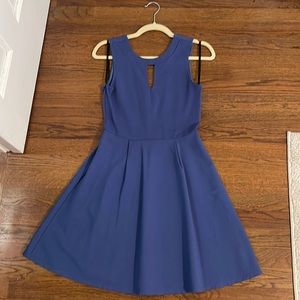 Blue Keyhole Pleated Dress
